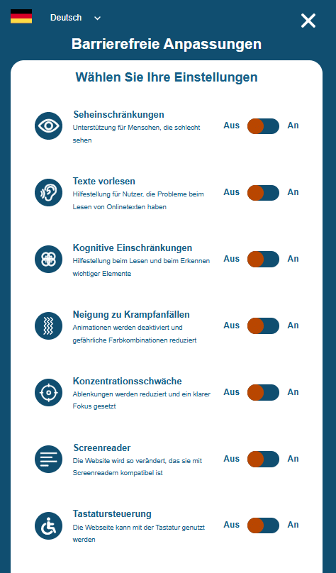 Foto von dem Barrierefreiheitstool