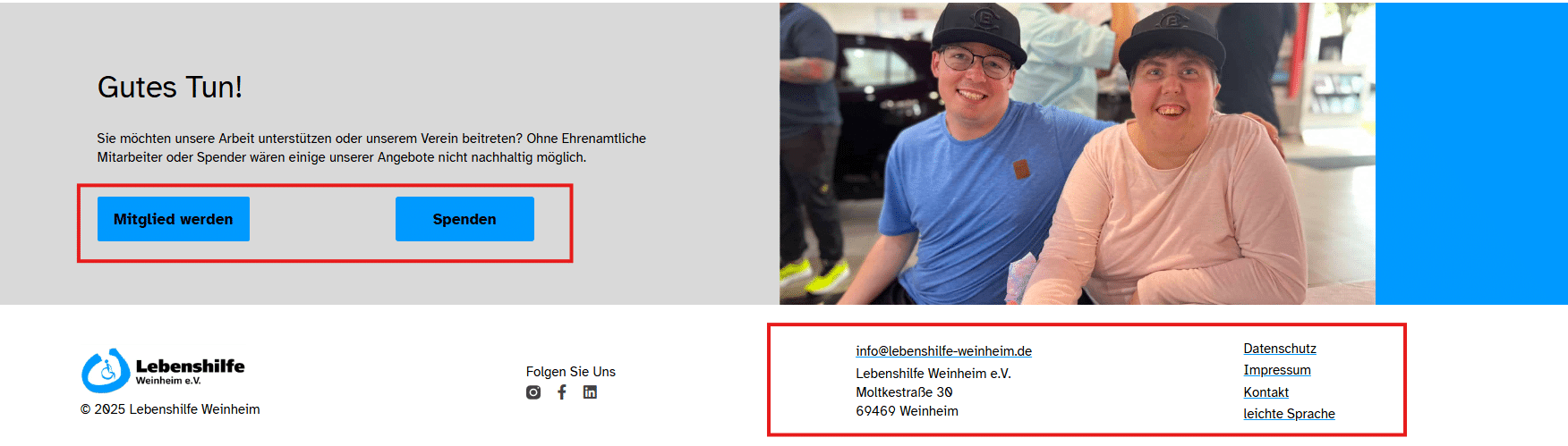 Screenshot von der Fußzeile